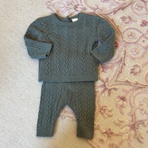 H&M Organic Cotton Knit Set in Green